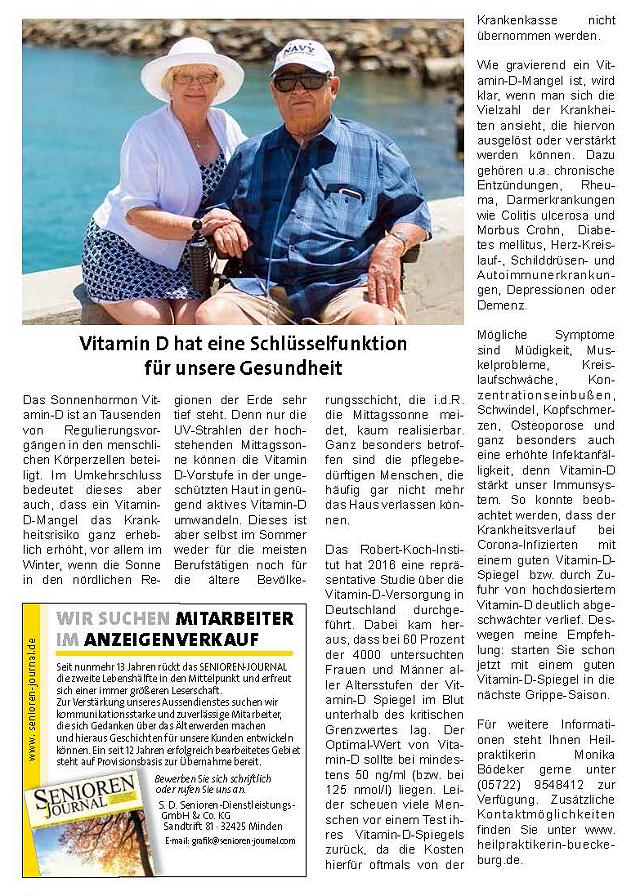 Presseveröffentlichung im Senioren Journal am 1. Juni 2020