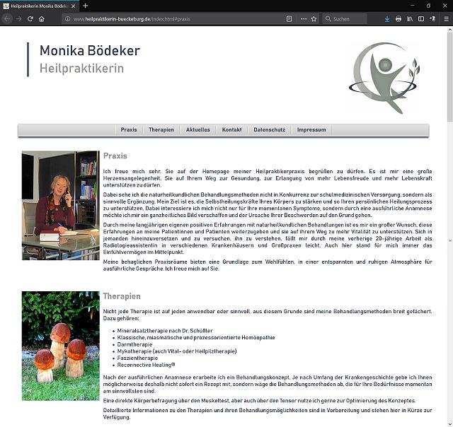 Die erste Version meiner Internetseite am 1. Januar 2019